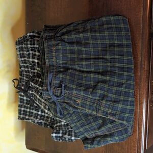 Levi's Two Pairs Of Men's Pajama Pants Plaid Green/Blue, Black/White Xlarge